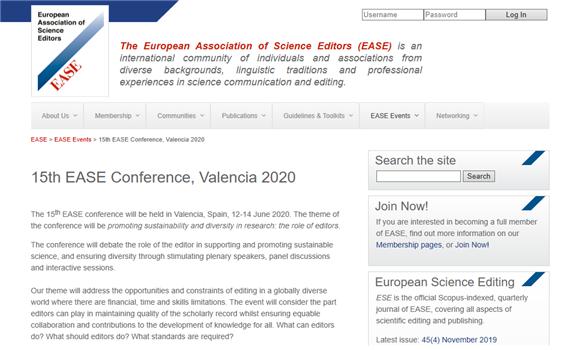  15th EASE Conference, Valencia 2020
